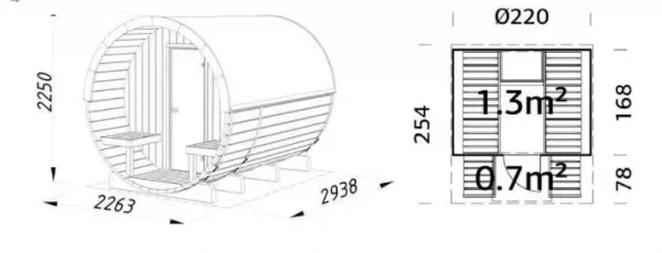 Medidas de la sauna 147-1,3+0,7