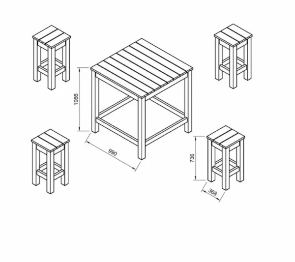 Conjunto mesa y taburetes - Image 2
